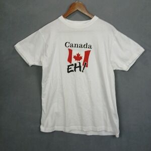 Vintage Cotton Best T Shirt‎ Mens Large White Pre Shrunk Canada EH Flag Graphic